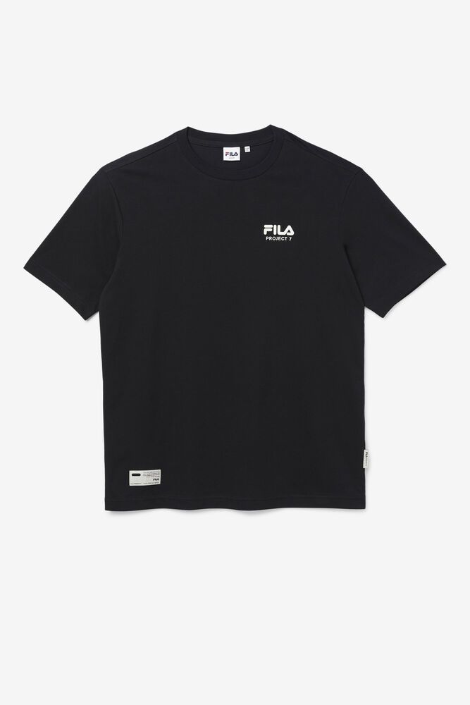 Fila Project 7 Logo Black T-Shirt Womens - NZ 60592-GCKR